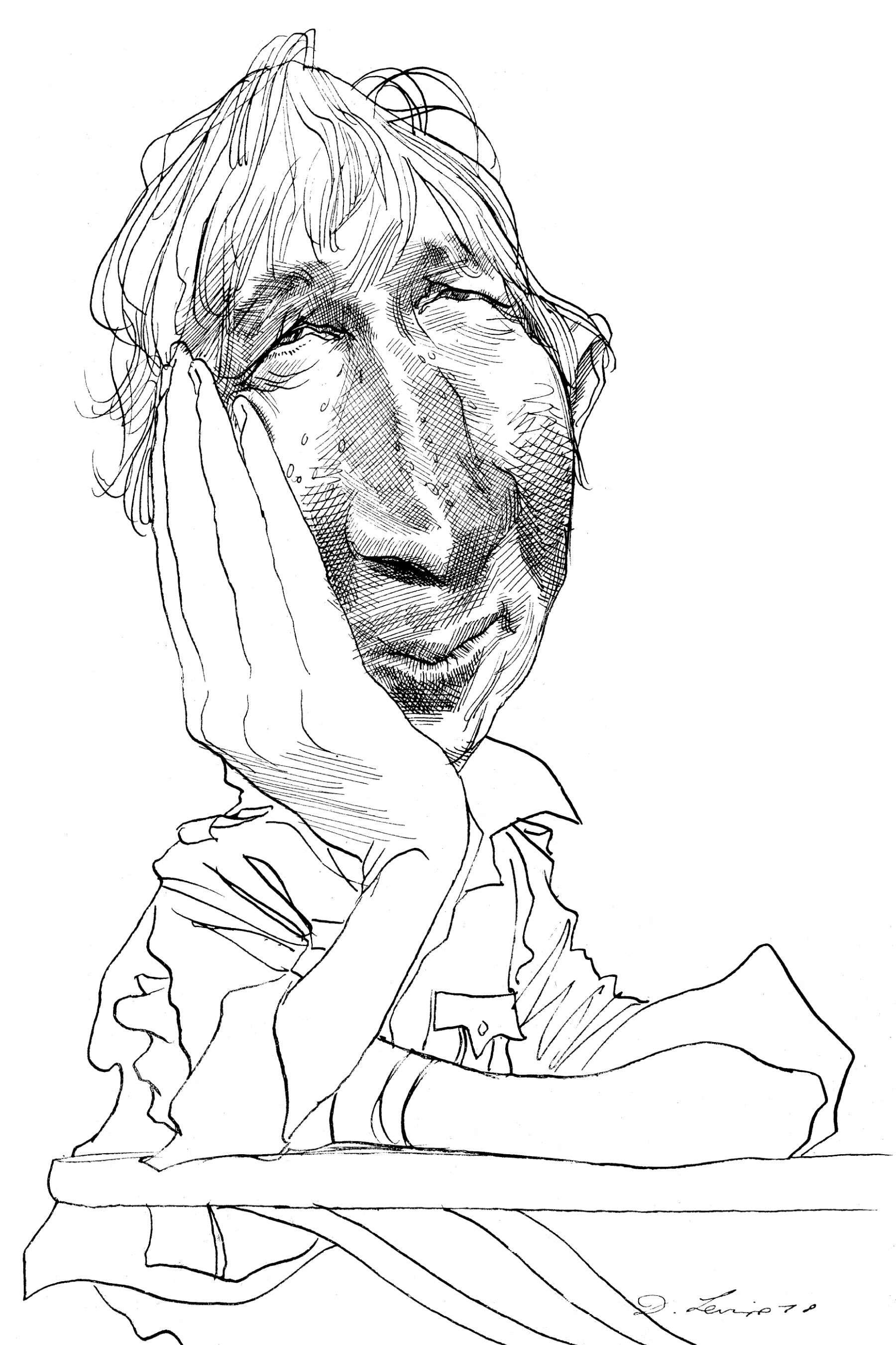 John Updike caricature line drawing